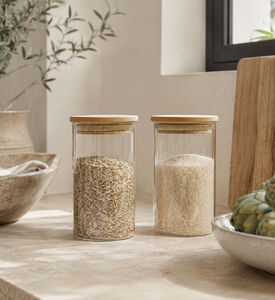 Home Deco and More Borosilicate Glass Jar Set, Light-brown, 6.7x6.7x10.6-cm, Packshot View