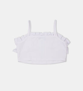 Cotton Logo Ruffled Crop Top