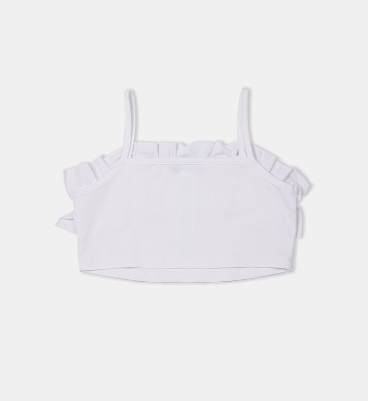 Cotton Logo Ruffled Crop Top