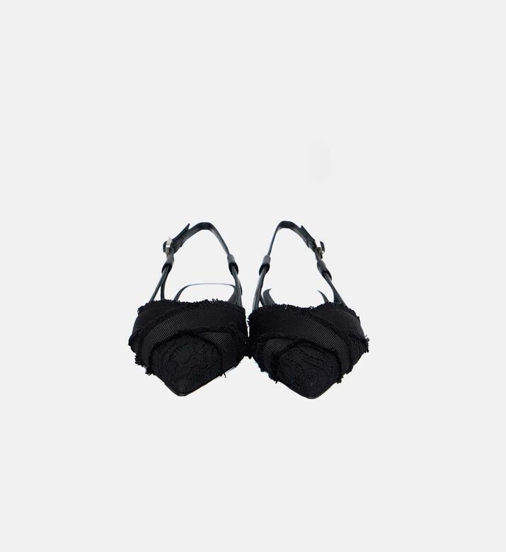 Textured Pointed-toe Slingback Flats