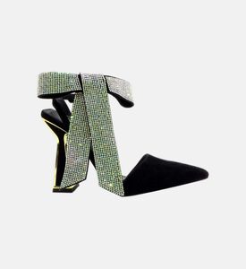 صندل ياسمينا بفيونكة كريستال من الجلد السويدي