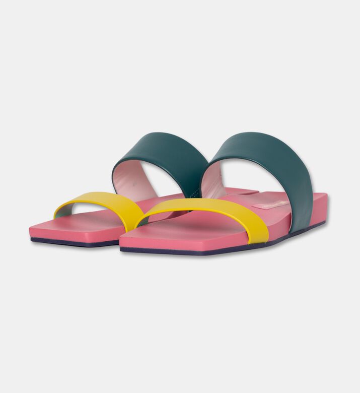 UN United Nude Cow Leather Contrast Slides, Pink, Eu-40, Packshot View
