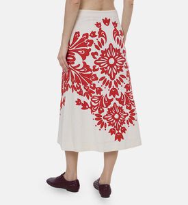 تنورة بخصر مطاطي وتطريز أزهار