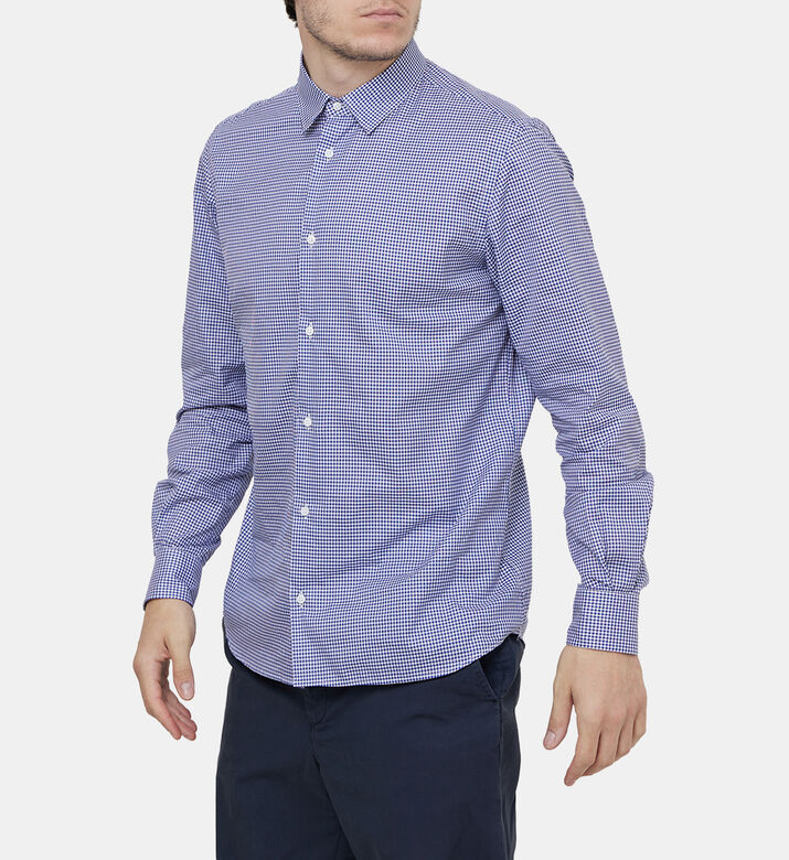 قميص قطن بنقشة مربعات صغيرة