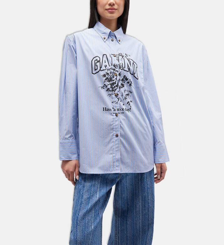 Ganni Oversized Stripe-print Shirt, Model View