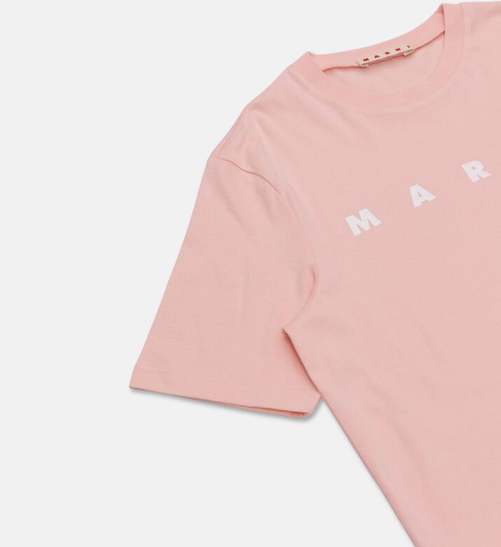 Marni Cotton Logo-print T-shirt, Pink, 14y, Packshot View