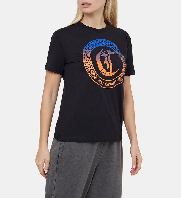 تيشيرت قطن بطبعة لوغو ملون