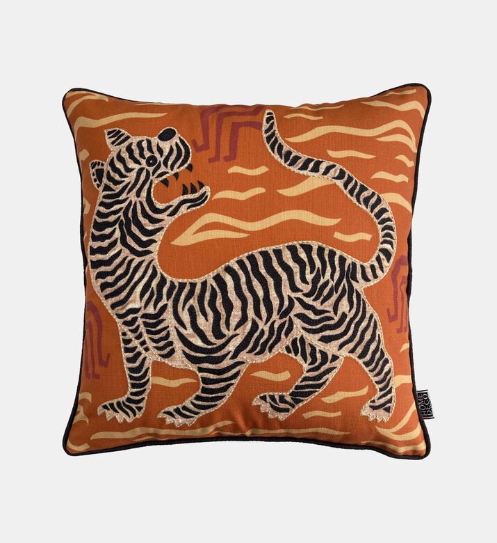 Tiger Applique Embroidered Cushion