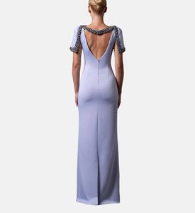 Jean Louis Sabaji Crystal-embellished V-neck Gown, Model View