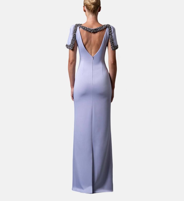 Jean Louis Sabaji Crystal-embellished V-neck Gown, Model View