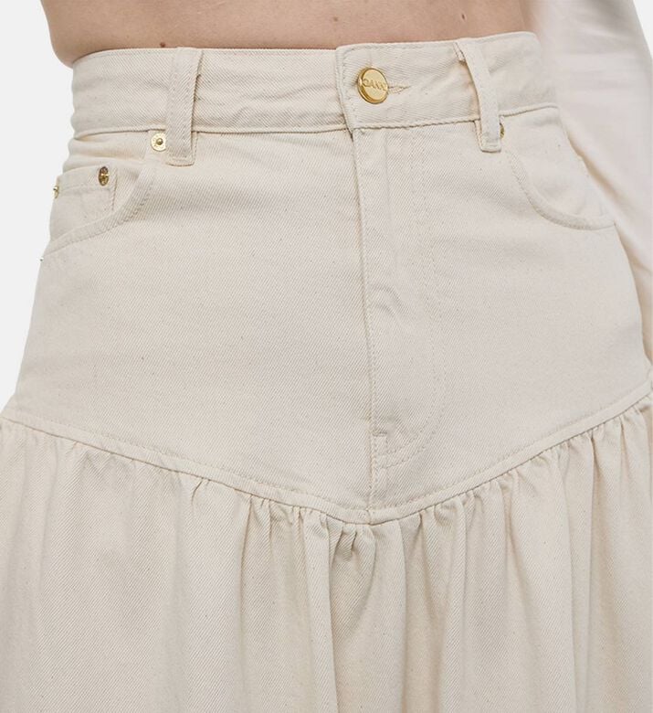 Ganni Embroidered Long Denim Skirt, Model View Ganni Embroidered Long Denim Skirt, Model View