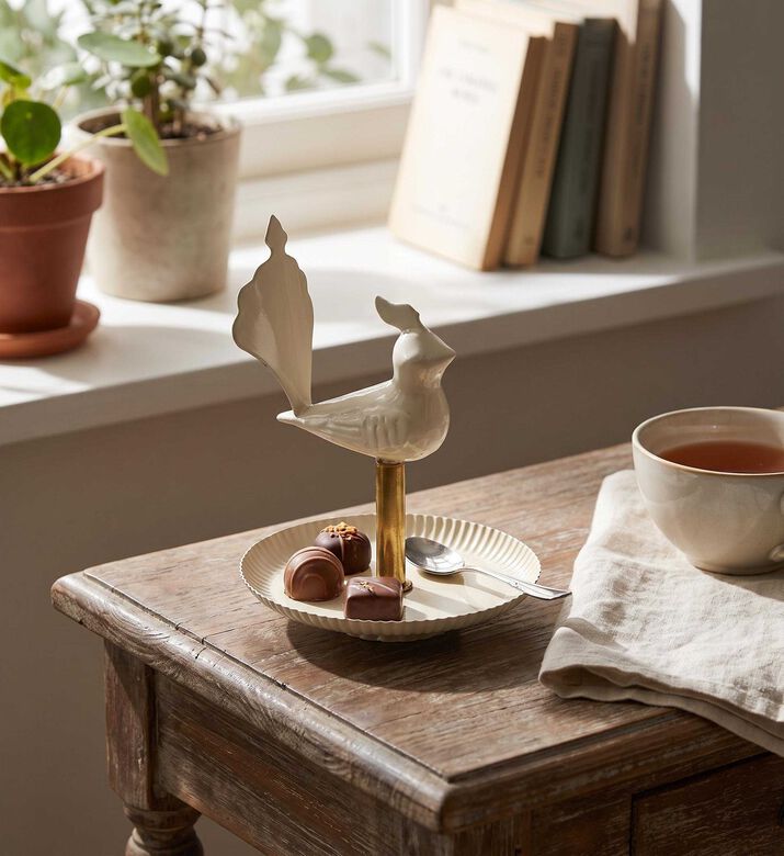 Noorena Bird-detail Metal Mini Tray, Model View