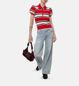 Alice and Olivia Stripe-print Puff Sleeve Top, Model View