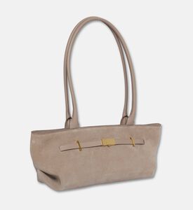 Demellier The New York Elongated Suede Shoulder Bag, Light-taupe, Packshot View