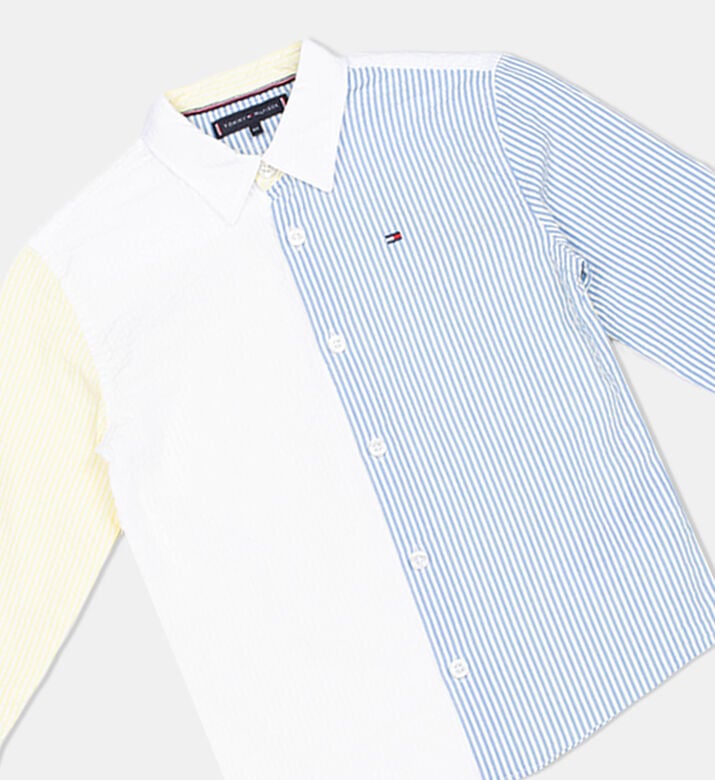 قميص مخطط بقماش سيرساكر مختلط للصبيان قميص مخطط بقماش سيرساكر مختلط للصبيان