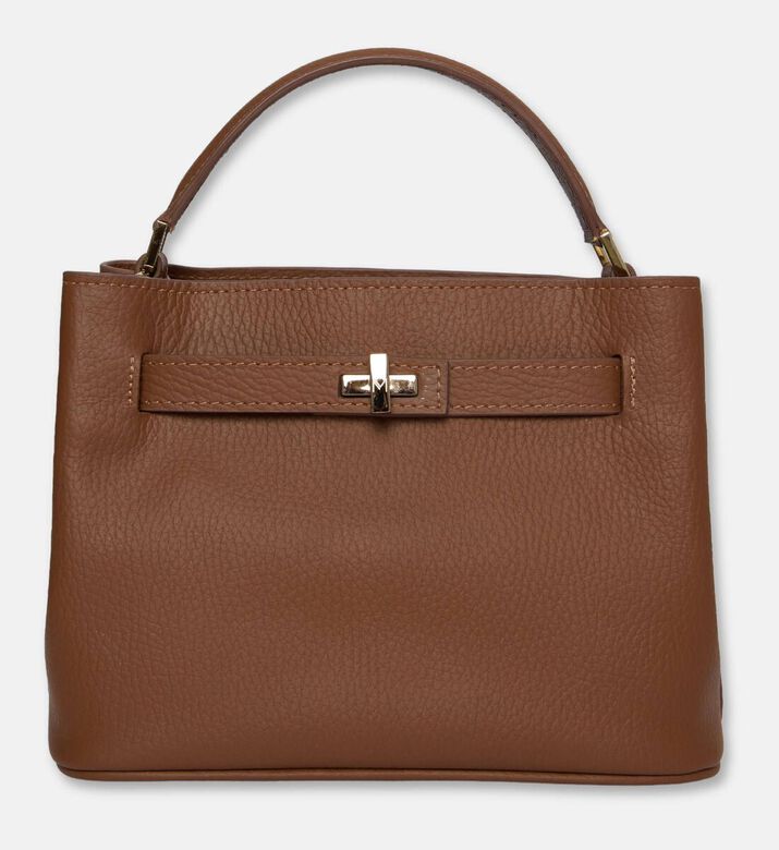 Maya.M Cognac Pebbled Leather Satchel, Packshot View