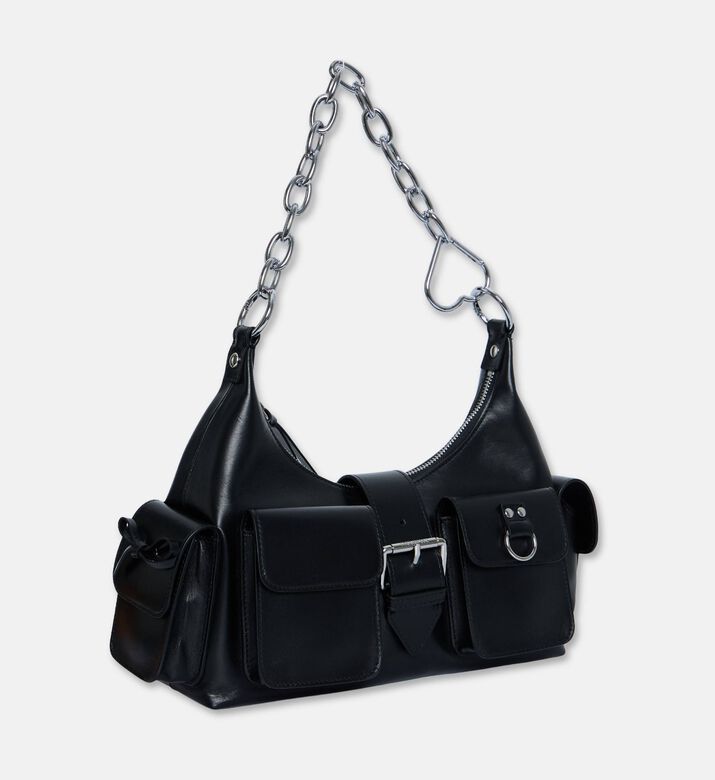 The Kooples Amelia Leather Silver-tone Chain Strap Hobo Bag, Packshot View