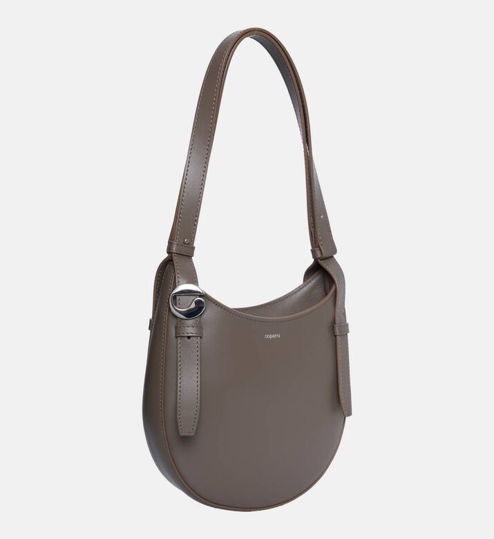 Leather Curved-shape Shoulder Bag