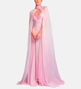 Michael Cinco Beads-embroidery Flared Dress, Pink, Xl, Model View