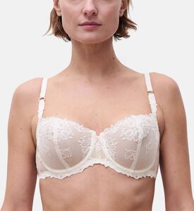 Chantelle Regular-fit Lace Demi Bra, Ivory, 95, E, Model View