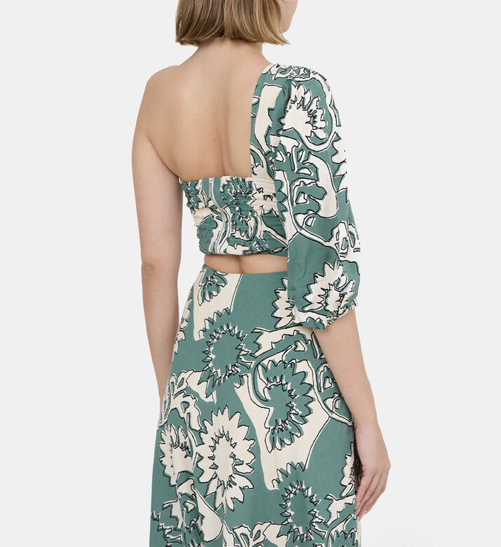 بلوزة بكتف واحد بطبعة أزهار