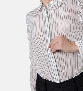 Alice and Olivia Stripe-print Long-sleeve Bodysuit, Model View