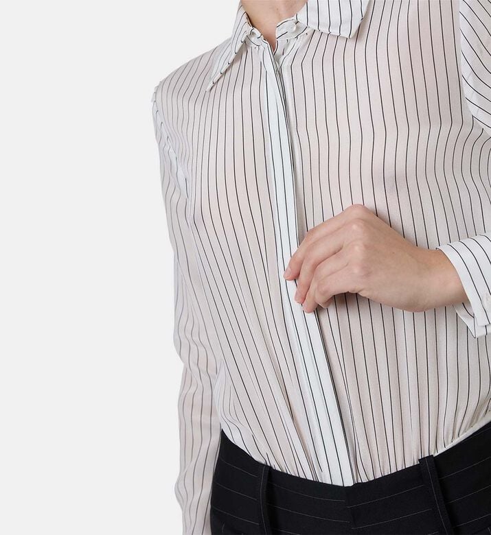 Alice and Olivia Stripe-print Long-sleeve Bodysuit, Model View Alice and Olivia Stripe-print Long-sleeve Bodysuit, Model View