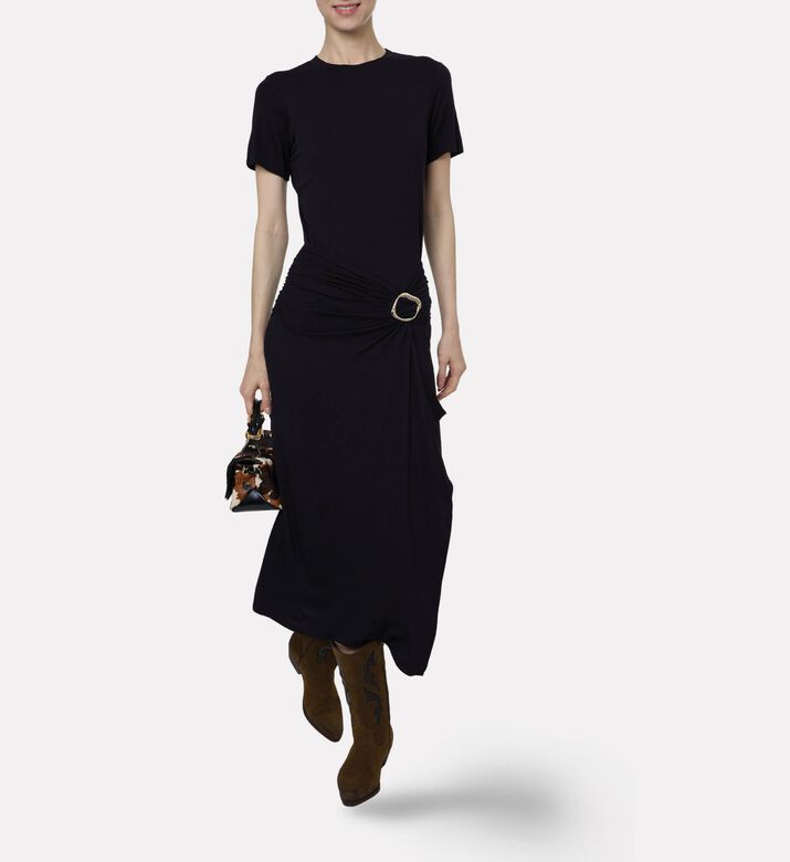 Ba and Sh Draped Buckle Midi Dress, Model View