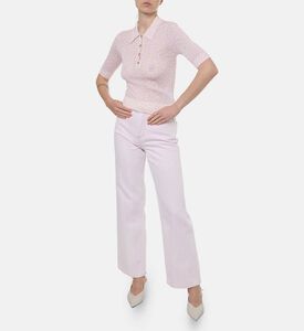 Ganni Cotton All-over Print Polo Shirt, Model View