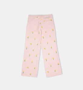 بنطال جينز مطرز بلوغو دوار الشمس للبنات