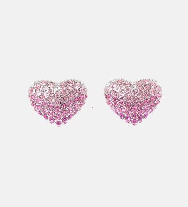 Sparkling Heart Stud Earrings