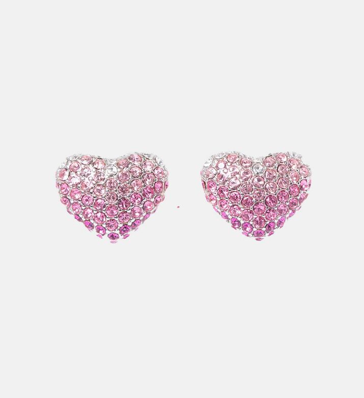 Sparkling Heart Stud Earrings