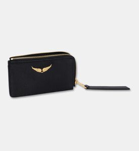 Zadig et Voltaire Leather Flap Pocket Card Holder, Gold, Packshot View