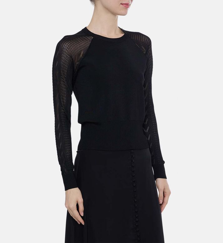 Sheer Long-sleeve Knitted Top