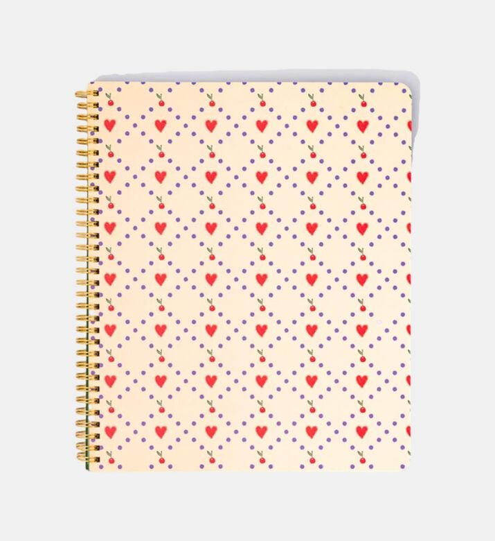 Hearts Grid Large Spiral Notebook