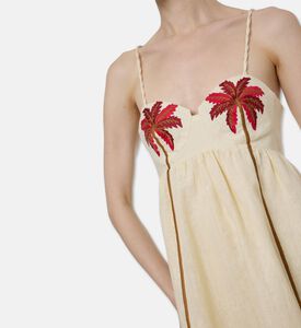 Farm Rio Coconut Tree Embroidered Mini Dress, Model View