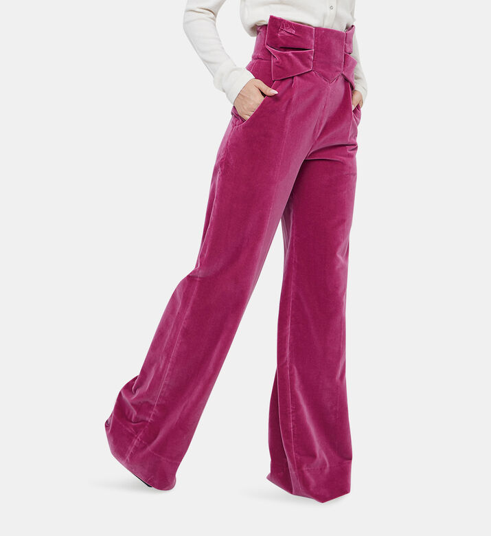 بنطال أليكس مخملي بفيونكة عالية الخصر