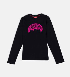 قميص طويل الأكمام بطبعة فم قرش