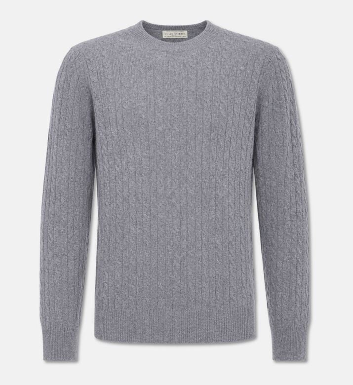 Galeries Lafayette Wool Cable-knit Sweater, Light-grey, Xxl, Packshot View