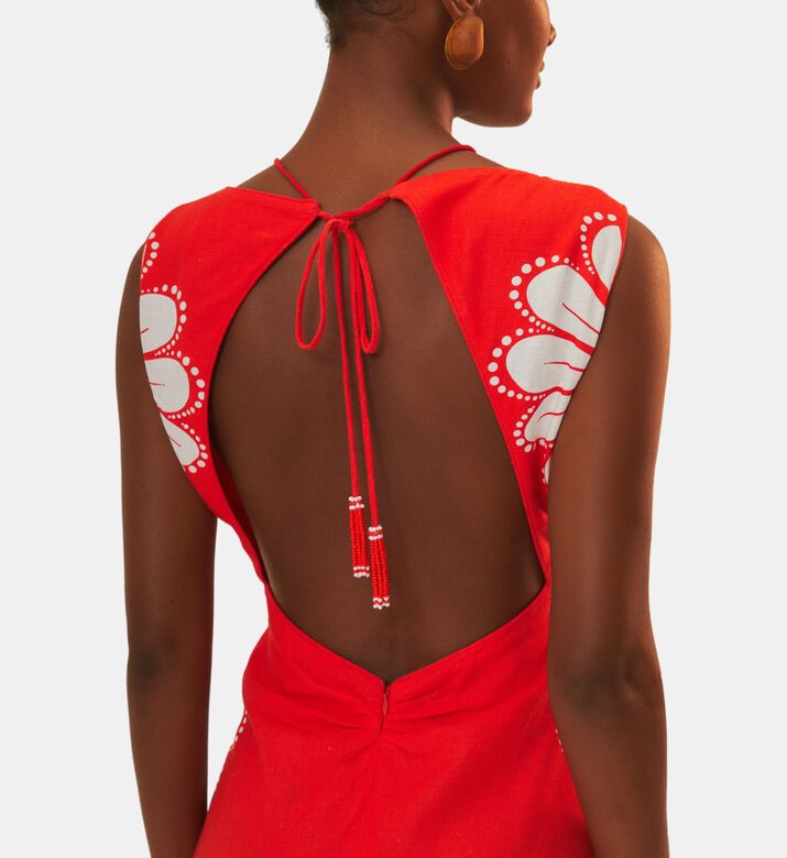 فستان ميدي أينيكا شيل لينزينغ كتان الأوربي بنقشة إيكوفرو