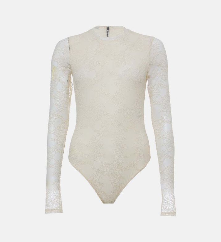 بودي سوت ضيق طويل الأكمام بزخارف أزهار