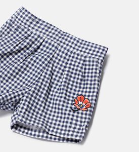 شورت قطن كوردوروي مطرز بزهرة