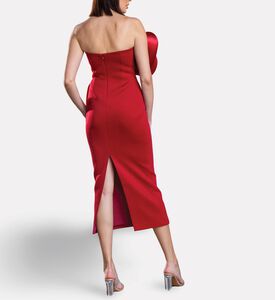 Savanna Deux Roses Strapless Midi Dress, Dark-red, M, Model View