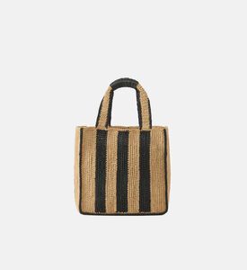 Striped Woven Tote Bag