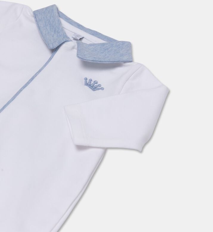 My First Collection Bea Back Jersey Footed Baby Romper, Azure, 3m, Packshot View