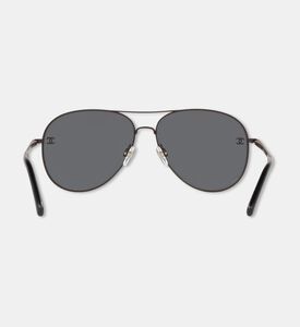 Chanel Aviator Logo-label Sunglasses, Black, Packshot View