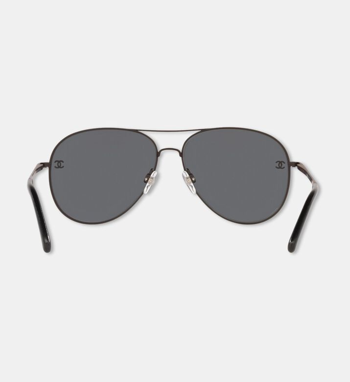 Chanel Aviator Logo-label Sunglasses, Black, Packshot View