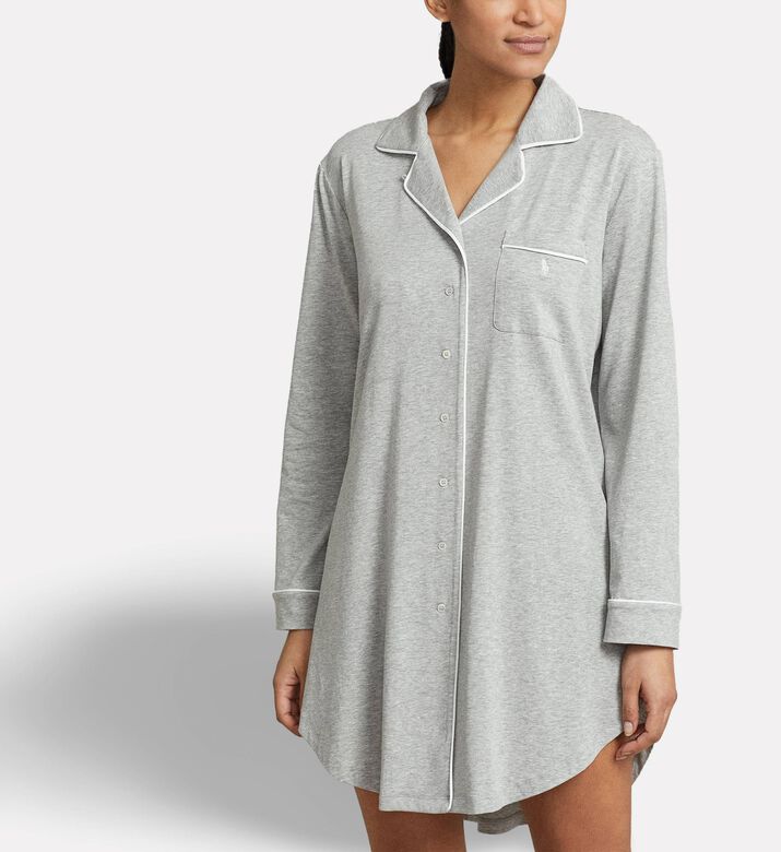 Polo by Ralph Lauren Button Closure Regular-fit Shirt Dress, Grey, M, Model View