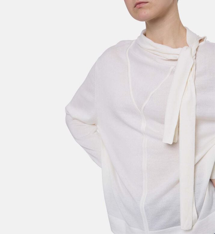 Beatrice B Knot Closure Long-sleeve Blouse, Model View Beatrice B Knot Closure Long-sleeve Blouse, Model View