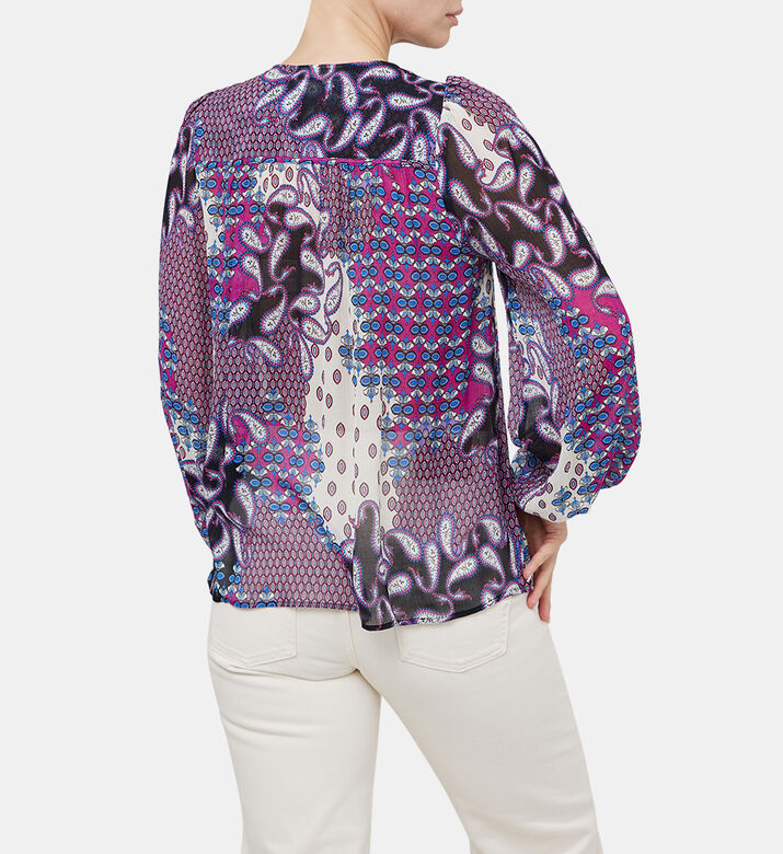 بلوزة بلير انسيابية مزينة بنقشة